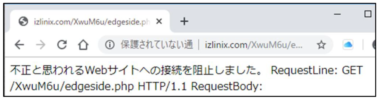 izlinix.comへのGETリクエストでの接続結果