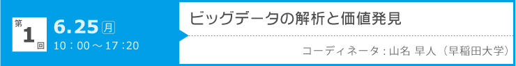 第1回「ビッグデータの解析と価値発見」開催日：2012年6月25日（月）10:00-17:20