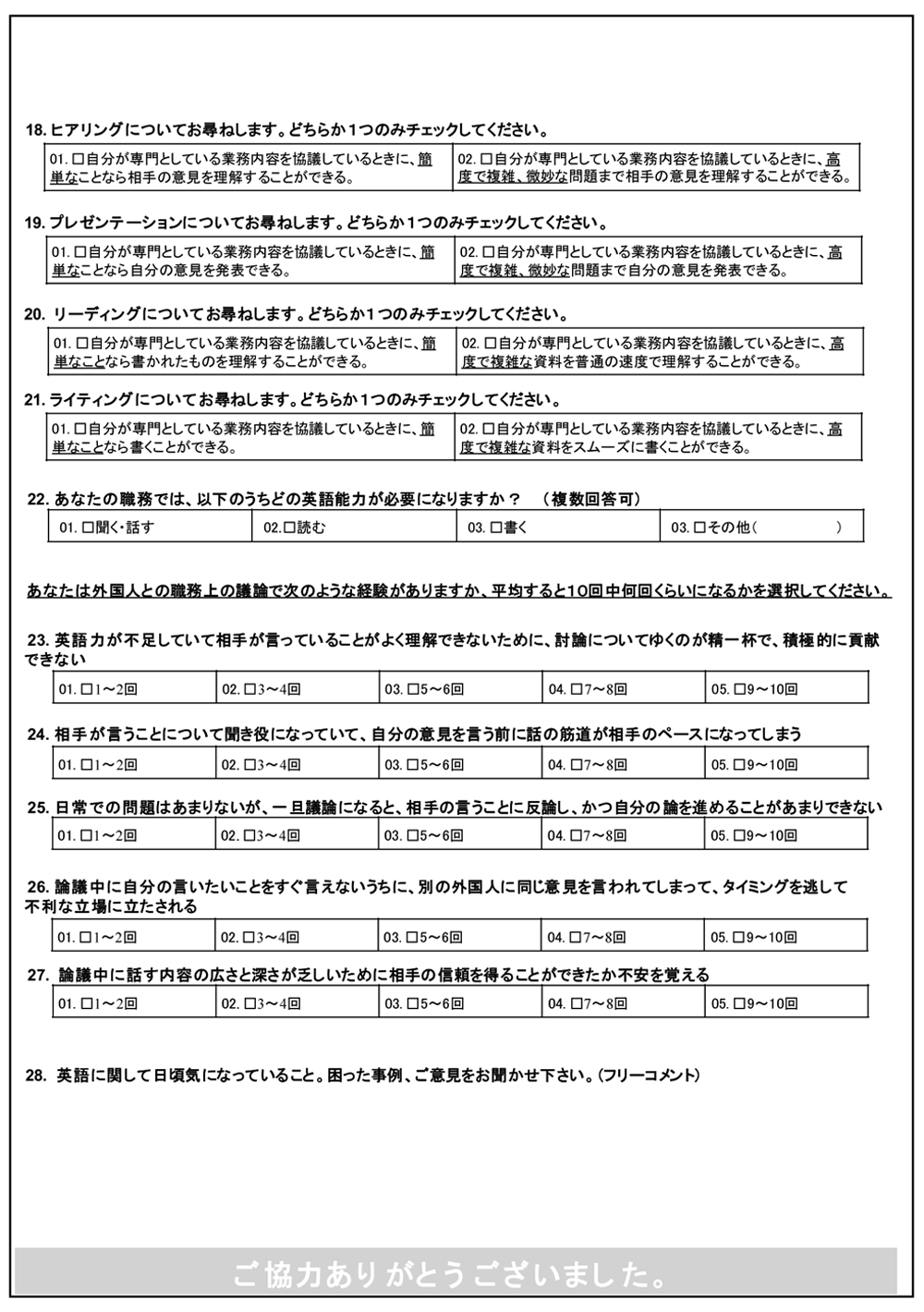 日本企業のグローバル化に必要な組織英語力に関する調査および効果的な強化施策の検討と実践