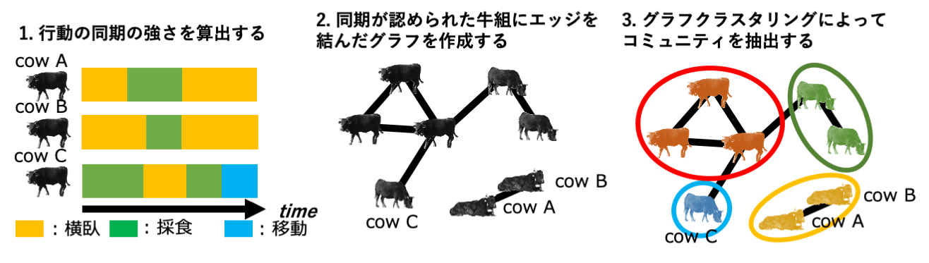 行動同期にもとづくコミュニティの抽出の概要