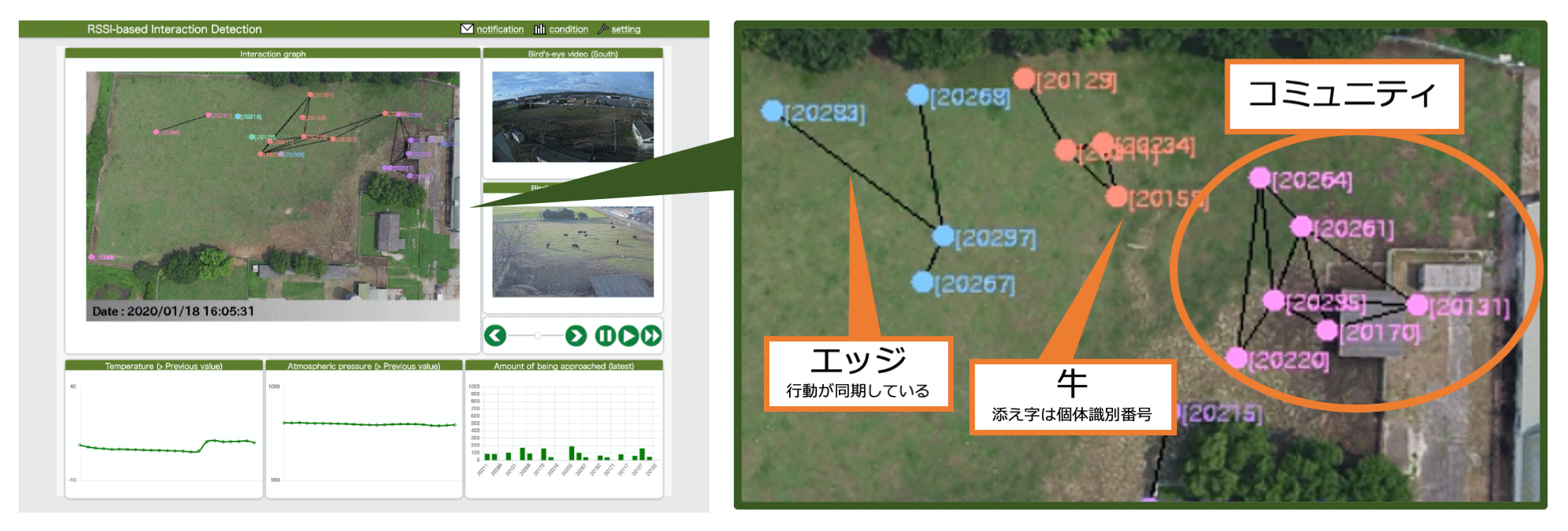 インタラクショングラフの可視化画面