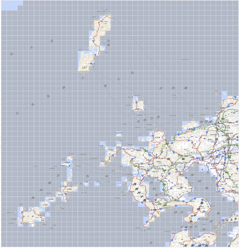 長崎県域の気象海況情報のデータ取得範囲　Range of acquisition of weather information in Nagasaki Prefecture.