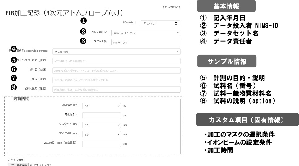 Local HTMLによる入力フォームの書式の例　Example of input form formatting with Local HTML.