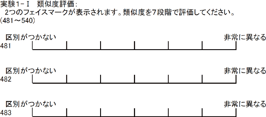 実験1で用いた評価用紙の例　Example of evaluation sheets used in Experiment 1.