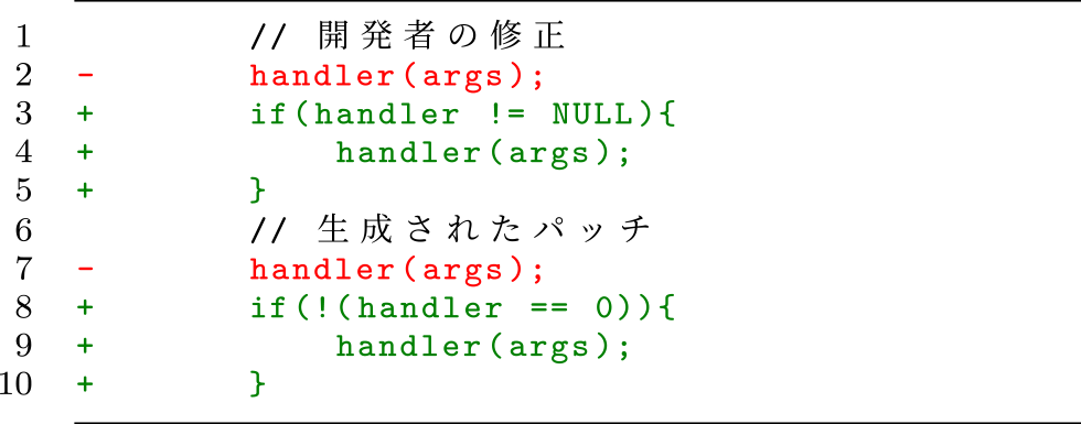 Commit 2 開発者の修正と生成されたパッチ