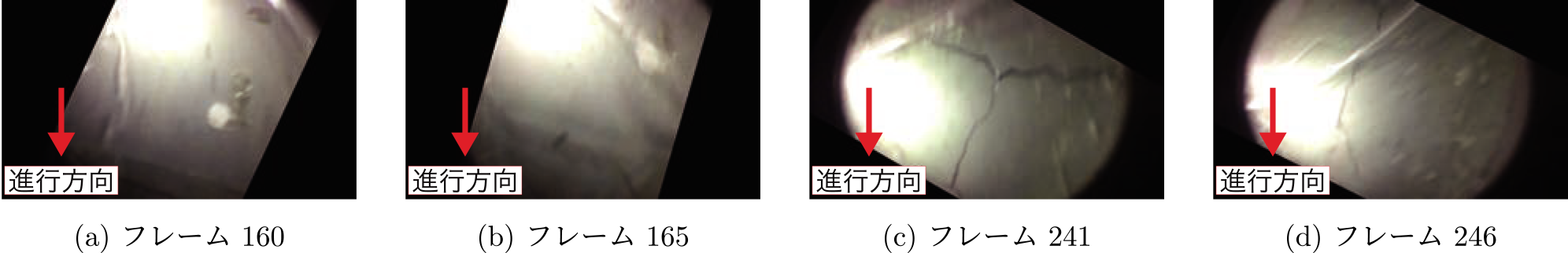 センサ値による各フレームの回転補正結果　Result of rotation correction for each frame based on sensor values.