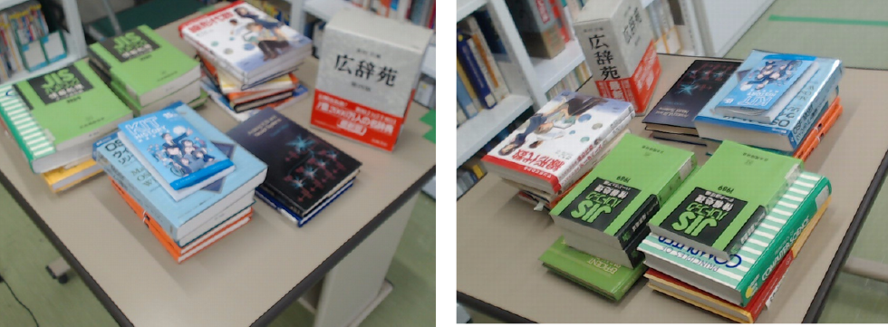被験者が図書を置いた机A　The subject took books from the stack and placed them on the Desk A.