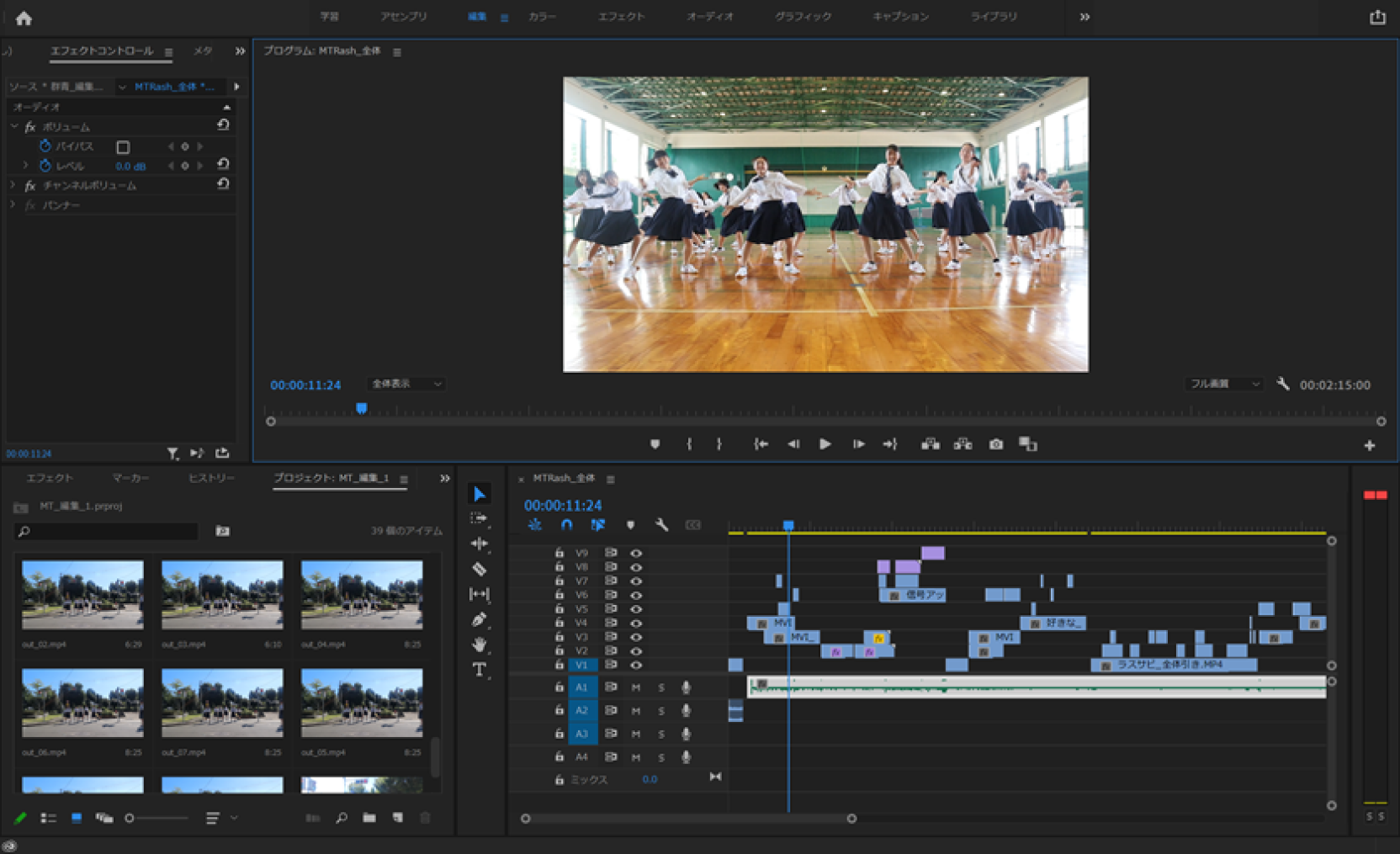 Adobe Premiere Proの編集画面　Editing screen of Adobe Premiere Pro.