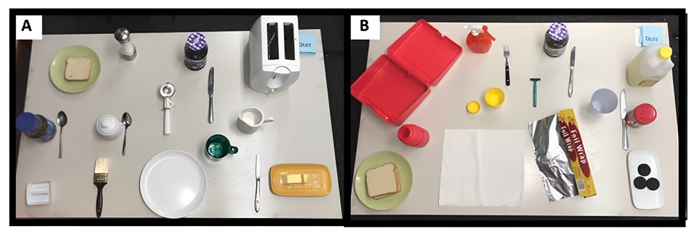実環境に構築したIADLタスク環境：Toast&Coffee task（左），Lunchbox task（右）