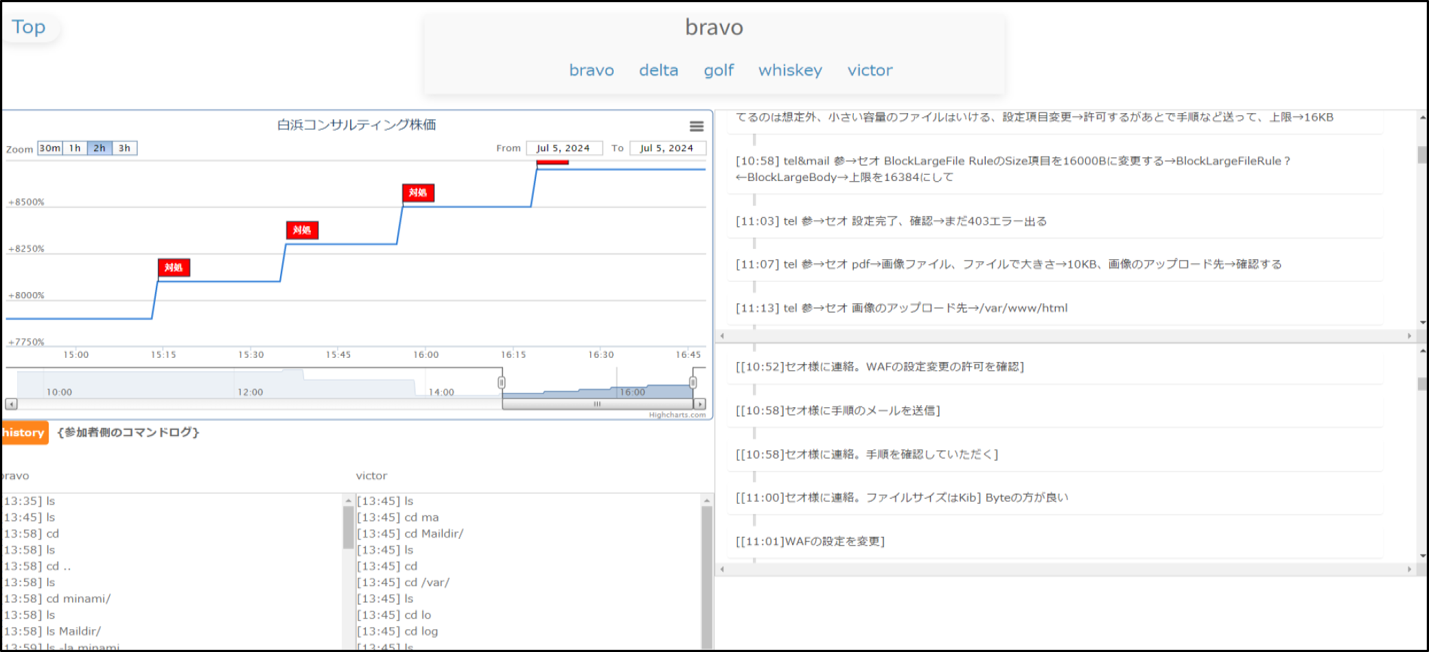フィードバックシステムの画面　Feedback view.