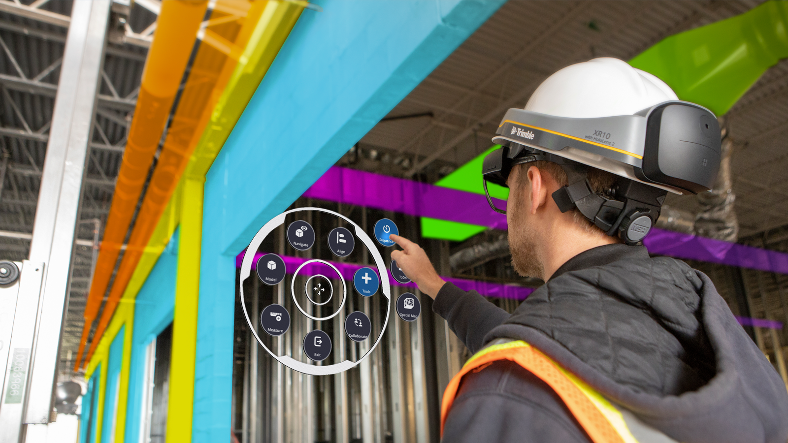 図9　ARデバイスによる拡張現実のイメージ（出典：Nikon-Trimble社Webサイト，https://www.nikon-trimble.co.jp/）