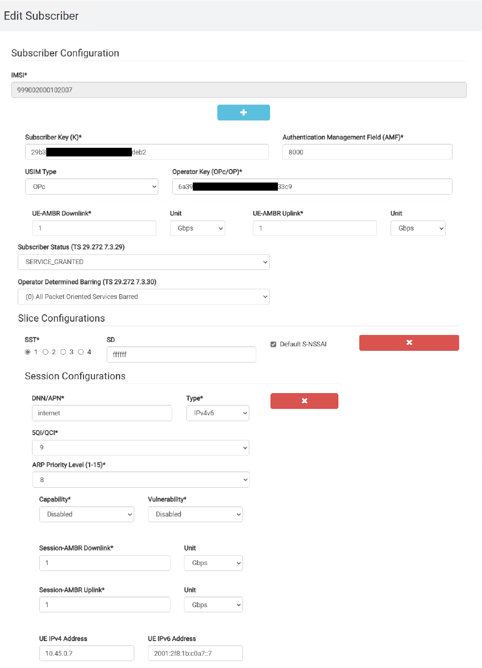 サブスクライバの設定例　Example subscriber configuration.