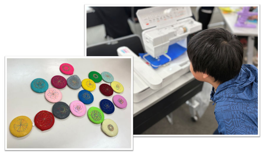 刺しゅうした缶バッチ